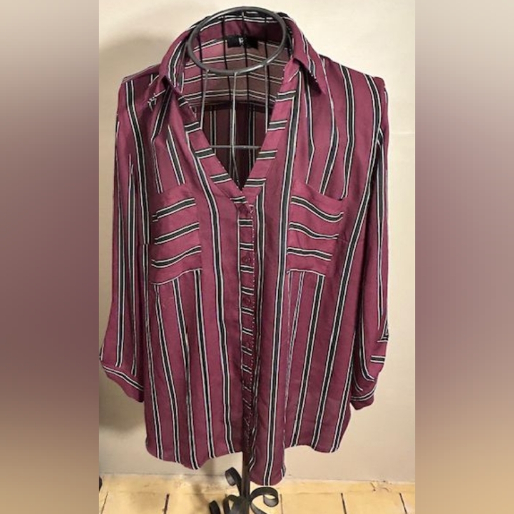 🍋‍🟩 size 2 x 2x womens maroon blouse  shirt casual dress  xxl